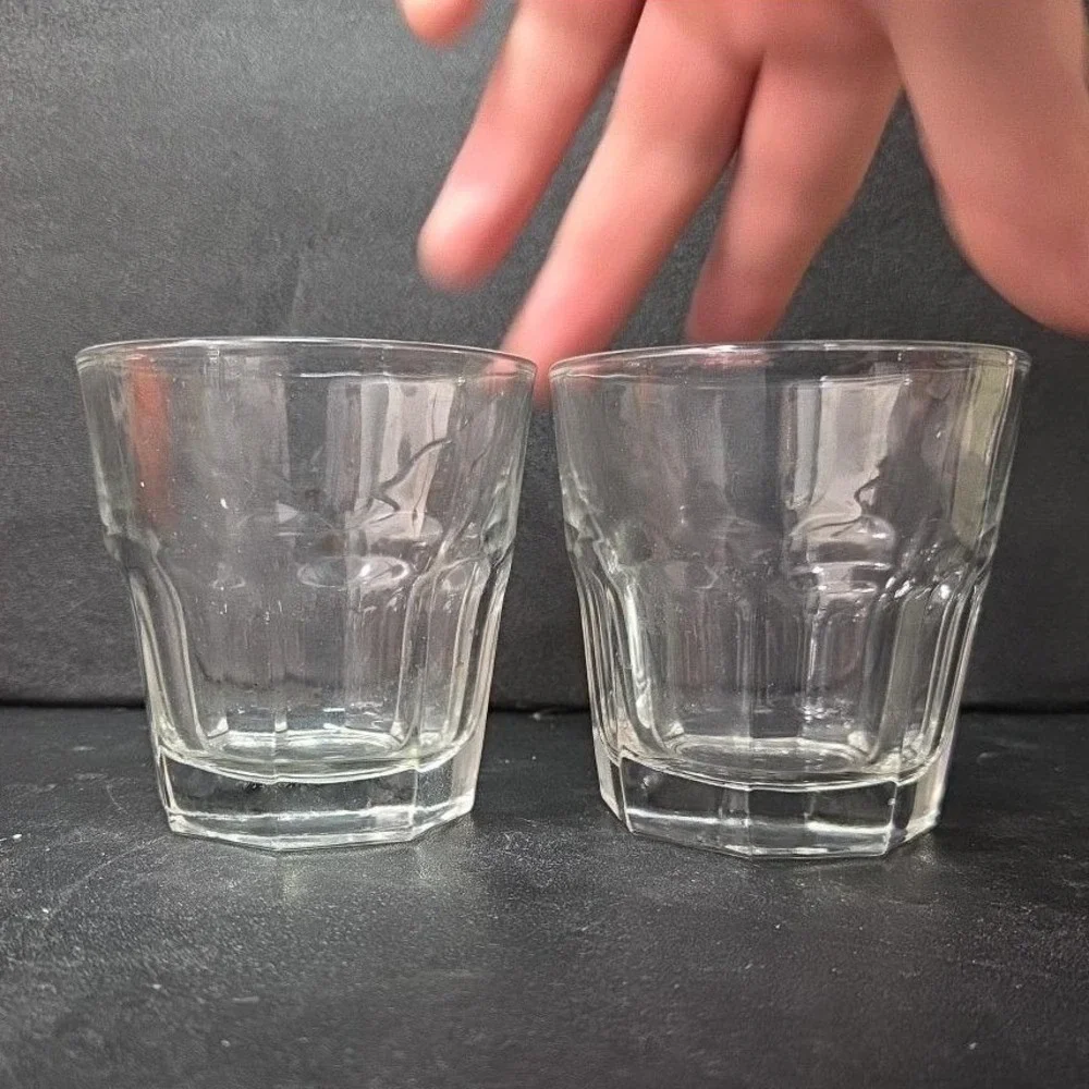 Libbey Duratuff Clear Paneled Juice Glasses, Set of 2, Vintage Clear Drinkware‎